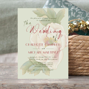 Convite Casamento Floral de Rosa de Peony da Rustic Sage G