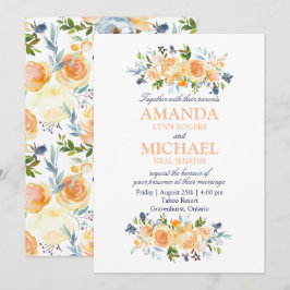 Convite Casamento Floral de rosa e Aquarela