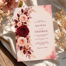 Casamento Floral de Rosa em Aquarela Elegância Bor