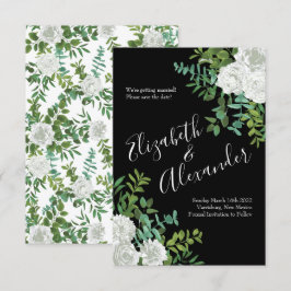 Convite Casamento Floral de Rosa Negra e Branca