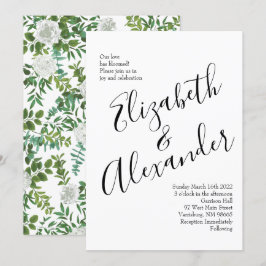 Convite Casamento Floral de Rosa Negra e Branca