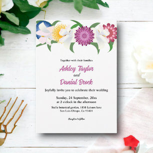 Convite Casamento Floral de Rosas Amarelas Azul Botânico