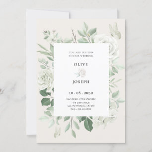 Convite Casamento floral de rosas brancas