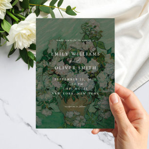 Convite Casamento Floral de Rosas Brancas de Van Gogh