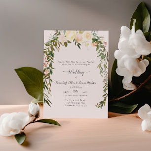 Convite Casamento Floral de Rosas Brancas Lindas
