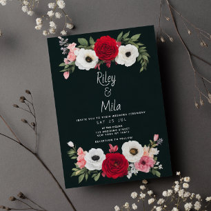 Convite Casamento floral de rosas brancas verdes do país