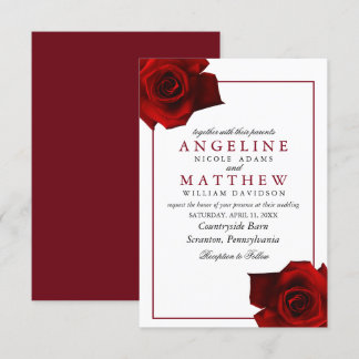Convite Casamento Floral de Rosas Russos