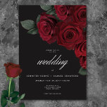 Convite Casamento Floral de Rosas vermelhas de Sangue Eleg<br><div class="desc">Embrace a elegância do eterno para sua celebração inspirada em gótica com nosso convite de casamento cativante. Um fundo preto suave proporciona a canvas perfeita para um buquê cativante, mas subestimado. Imaginem um arranjo de canto de flores de rosa vermelha de sangue mudo, onde matizes vermelhos ricos se misturam com...</div>