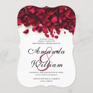 Convite Casamento Floral de Rosas vermelhas Elegante
