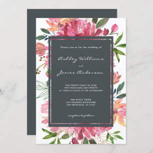 Convite Casamento Floral de Ruby Pink Peony