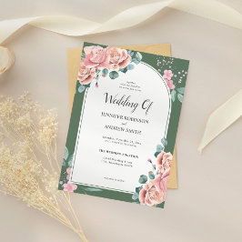 Convite Casamento Floral de Sage Green Watercolor