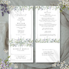 Convite Casamento Floral de Salvia e Lilás Tudo em Um