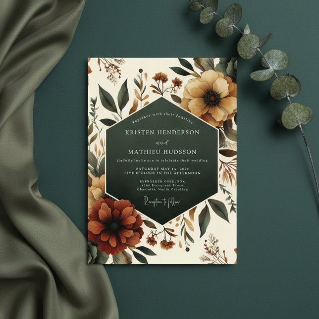 Convite Casamento Floral de Sienna na Floresta (Criador carregado)