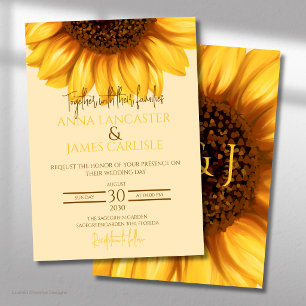 Convite Casamento Floral de Sunflower