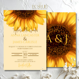 Convite Casamento Floral de Sunflower