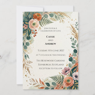 Convite Casamento Floral de Terracota Tropical