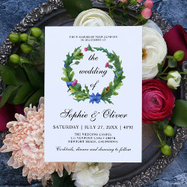 Convite Casamento Floral de Thistle Escocês Elegante