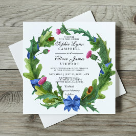 Convite Casamento Floral de Thistle Escocês Elegante