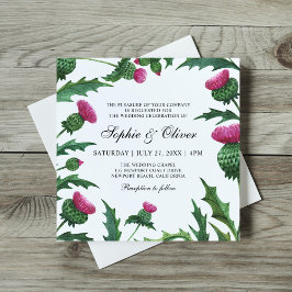 Convite Casamento Floral de Thistle Escocês Elegante