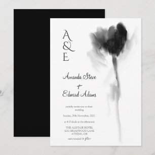 Convite Casamento Floral de Tulipas Brancas Negra e Chic E
