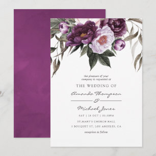 Convite Casamento Floral de Veludo Profundo