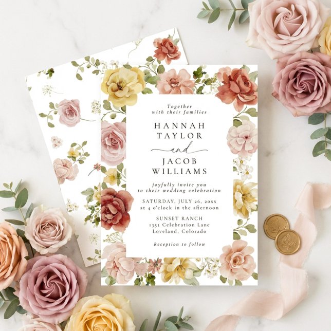 Convite Casamento Floral de Verão (Criador carregado)