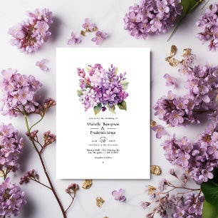 Convite Casamento Floral de Verão de Lilás a Uva