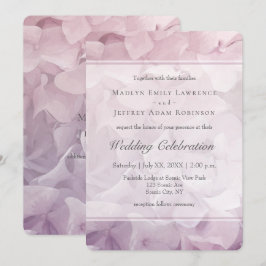 Convite Casamento Floral de Verão, Hydrangea Púrpura, Rosa