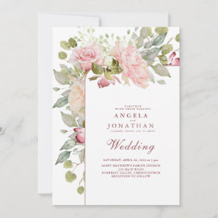 Convite Casamento Floral de Verão Pastel Elegante