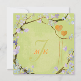 Convite Casamento Floral de verde limão Meio-Verão