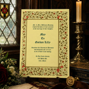 Convite Casamento Floral de Videira em Estilo Medieval Vin