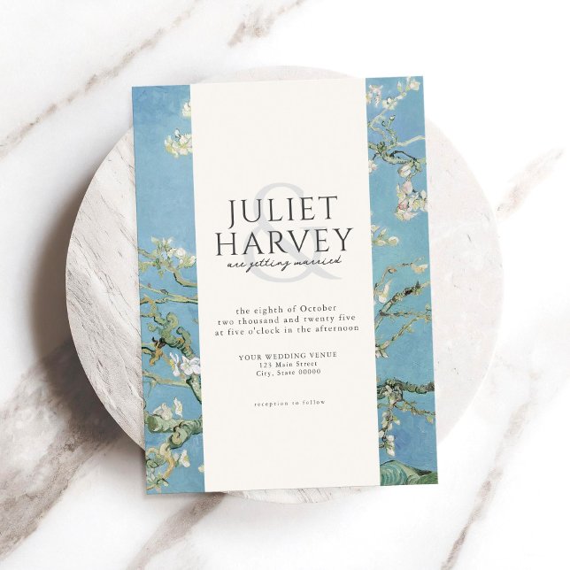 Convite Casamento Floral de Vincent Van Gogh Almond Blosso (Criador carregado)
