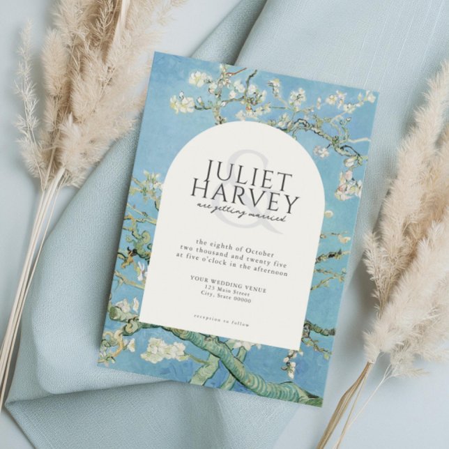 Convite Casamento Floral de Vincent Van Gogh Almond Blosso (Criador carregado)