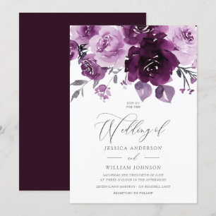 Convite Casamento Floral de Vinho Burgundy