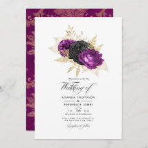 Casamento Floral de Vintage Negro e Roxo