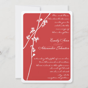 Convite Casamento Floral de Vintage Red Wildflower