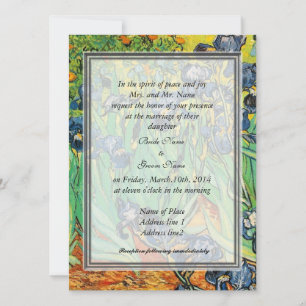 Convite Casamento floral de Vintage, Van Gogh, Irrises