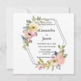 Convite Casamento Floral de Watercolor