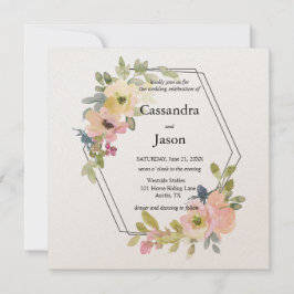 Convite Casamento Floral de Watercolor