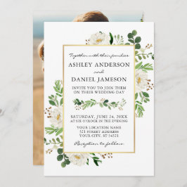 Convite Casamento Floral de Watercolor Greenery