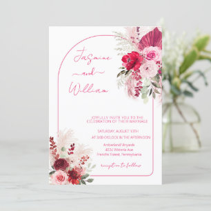 Convite Casamento Floral de Watercolor Modern Boho Elegant