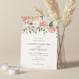 Convite Casamento Floral de Watercolor no Meio-Verão