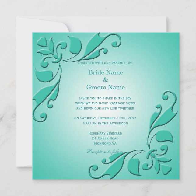 Convite Casamento floral decorativo de chá legal e elegant (Frente)