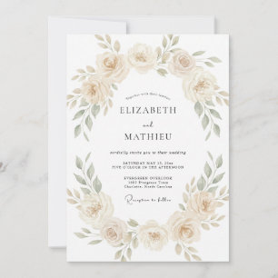 Convite Casamento Floral Delicado com Champanhe