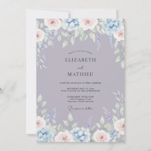 Convite Casamento Floral Delicado Lavanda