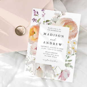 Convite Casamento Floral Delicado na Primavera Quadro