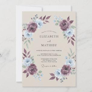Convite Casamento Floral Delicado Rosa Empoeirado