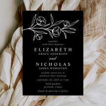 Casamento Floral Desenhado em Preto e Branco