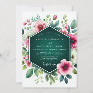 Convite Casamento Floral Deslumbrante Verde Esmeralda