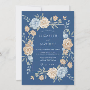 Convite Casamento Floral Divino Azul Empoeirado